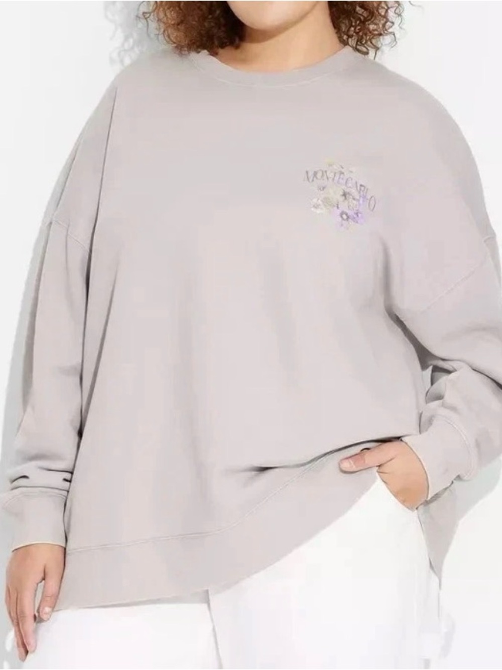 Wild Fable Women's OVERSIZED Pullover Sweatshirt Gray Monte Carlo Size L